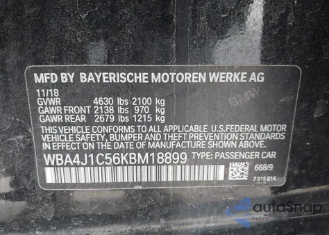 2019 BMW 430I Gran Coupe from USA, damaged, VIN WBA4J1C56KBM18899